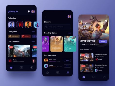 Social App Design, Unique Website Design, App Design Layout, Ios App Design, Mobile App Games, Movie App, Mobile App Design Inspiration, App Interface Design, Game Streaming