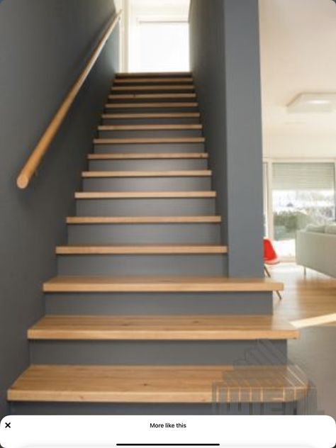 Stair Case Colour Ideas, Stairs Case Design, Small Staircase Ideas, Basement Staircase, Stairs Colours, Straight Stairs, Staircase Remodel, Basement Stairs, Home Stairs Design