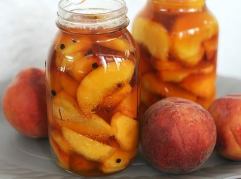 Creative Canning, Peaches Recipes, Fermentation Station, Pickled Peaches, Sous Vide Pork, Canning Peaches, Green Cardamom, Brine Recipe, Lime Recipes