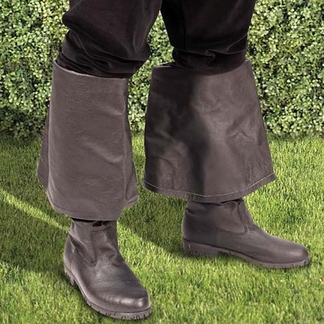 A soft, stylish all purpose period boot made of genuine black leather. Large fold-over cuff can be worn up or down. All rubber non-slip soles and heel.   <a href="http://store.pearsonsrenaissanceshoppe.com/rbsizechart.html">Size Chart</a> Cavalier Boots, Medieval Archery, Medieval Boots, Medieval Swords, Roman Sandals, Medieval Clothing, Pirate Costume, 5 Inch Heels, Wedge Boot