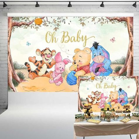 Amazon.com : Oh Baby Pooh Backdrop Vintage Pooh Bear Baby Shower Background Classic Winnie and Friends Party Decorations Newborn Birthday Background 5x3 ft 173 : Electronics Friends Party Decorations, Pooh Backdrop, Eucalyptus Backdrop, Vintage Pooh Bear, Chelsea Baby, Shower Background, Vintage Pooh, Background Classic, Baby Shower Background