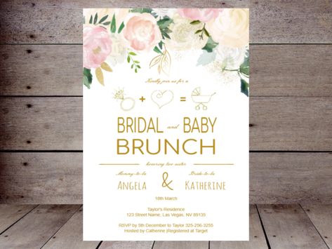 Combined Baby and Bridal Showers for Sisters Bridal And Baby Shower Combined, Chelsea Baby, Blush Pink Wedding Invitations, Blush Invitations, Baby Brunch, Bridal Brunch Invitations, Summer Bridal Showers, Invitation Pink, Pink Wedding Invitations