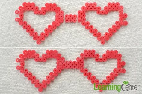 3D Perler Bead Ideas- How to Make Heart Perler Bead Glasses- Pandahall.com Perler Bead Glasses, Hamma Beads Ideas, Easy Perler Bead Patterns, Pixel Beads, Pearl Beads Pattern, Easy Perler Beads Ideas, 3d Perler Bead, Hama Beads Design, Perler Bead Templates