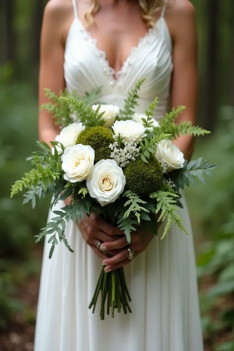 29 White Wedding Bouquets for Every Bride-To-Be Green White Bridal Bouquet, White Wedding Bouquets With Greenery, Wedding Bouquets With Greenery, Bridal Bouquet White With Greenery, Bridal Bouquet White And Green, Bouquet White And Green, White And Green Bridal Bouquet, Astilbe Bouquet, White Orchid Bouquet