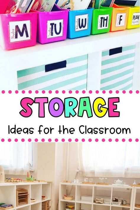 Struggling with setting up your classroom? Plan ahead with us and check out these classroom storage ideas for the best teacher organization hacks. These ideas will go great with your classroom decorations and help you focus on what matters the most, teaching! Stay organized all year long with these ideas for elementary rooms. Check out these ideas here! Diy Classroom Storage Ideas, Diy Classroom Storage, Classroom Storage Ideas, Clean Classroom, Classroom Store, Classroom Organization Elementary, Organized Classroom, Classroom Planning, Infant Classroom