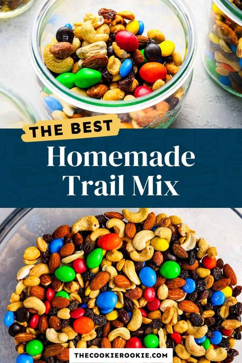 Trail Mix Recipe - The Cookie Rookie® Dried Fruit And Nut Mix Recipes, M&m Trail Mix Recipe, Chex Trail Mix Recipes, Diy Trail Mix Recipe, Christmas Trail Mix, Diy Trail Mix Bar, Rv Snacks, Trail Mix Ideas, Homemade Trail Mix Recipes