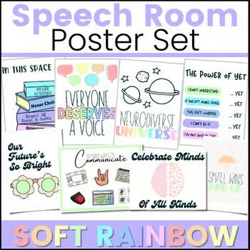 Speech it Simple | Teachers Pay Teachers Speech Therapy Room Decor, Speech Room Decor, Therapy Room Decor, Speech Therapy Posters, Speech Therapy Room, School Slp, Speech Room, Therapy Room, Rainbow Decorations