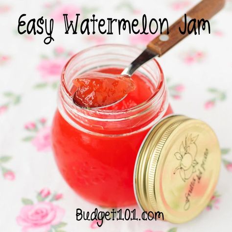 Watermelon Jam! Watermelon Jalapeno Jelly, Jams Jellies And Preserves, Watermelon Jam Recipe No Pectin, Preserves Labels, Watermelon Jam, Watermelon Uses, Canning Jam Recipes, Watermelon Jelly, Homemade Jams