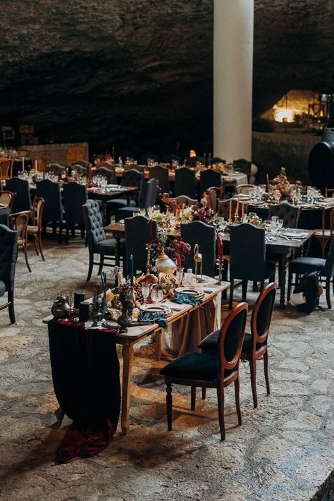 Lush tablescapes draped in velvet, adorned with candles and antique accents | Image by Martin Wilk Xcaret Wedding, Mexican Menu, Dream Castle, Dutch Still Life, Reception Tablescapes, Mayan Riviera, Gorgeous Wedding Cake, Sea Design, Wedding Reception Inspiration