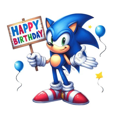 Sonic Cake Topper Free Printable, Sonic Happy Birthday Banner, Sonic The Hedgehog Birthday Banner, Cute Sonic Art, Sonic 6th Birthday, Sonic The Hedgehog Birthday Party Decor, Sonic Happy Birthday, Sonic Clipart, Sonic Png