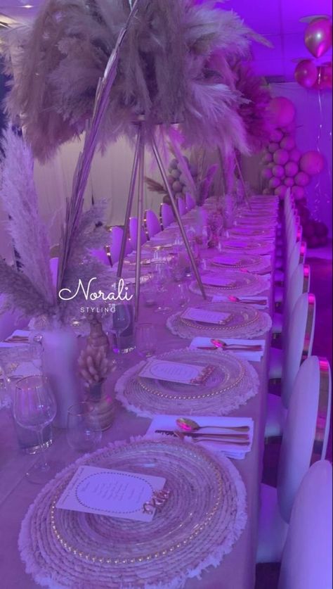 Pink White And Gold Birthday Party, Birthday Event Ideas Adults, Luxurious Birthday Party, 19th Birthday Decorations Party Ideas, Fancy Themed Birthday Party, White 18th Birthday Party, Birthday Venue Decoration, Luxury Birthday Party Decorations, Sweet 17 Birthday Ideas Decor