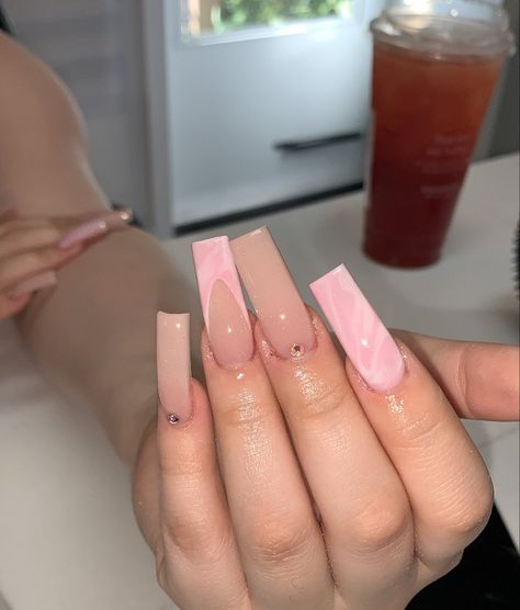 Pink Marble Nail Designs, Neon 2023, Nail Designs Ombre, Star Wars Nails, Instagram Square, Marble Nail Designs, Acrylic Toes, Marble Nail, Long Acrylic Nails Coffin