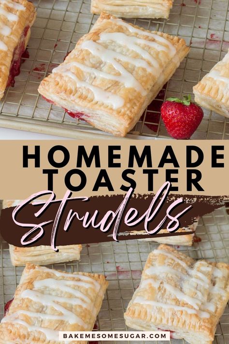 Crescent Roll Toaster Strudel, Toaster Strudel Recipe Puff Pastry, Toaster Pastry Recipe Homemade, Strawberry Strudel Puff Pastries, Puff Pastry Toaster Strudel, What To Do With Pastry Dough, Strawberry Cream Cheese Strudel, Strawberry Cream Cheese Toaster Strudel, Home Made Toaster Strudel