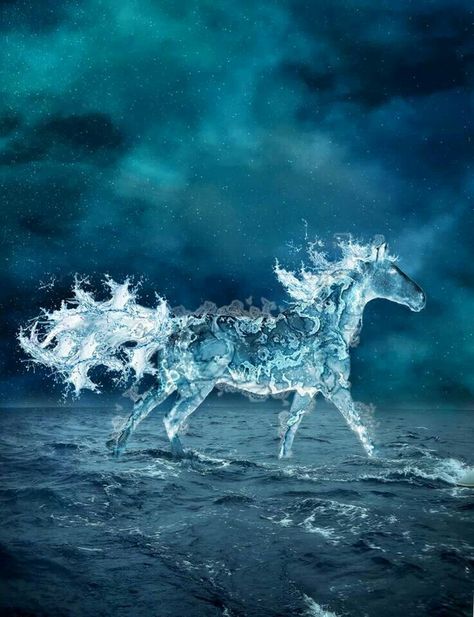 Water horse Daughter Of Poseidon, Magical Horses, Horses Art, Mystical Animals, Fantasy Horses, Horse Wallpaper, Horse Drawings, Water Art, Sea Horse