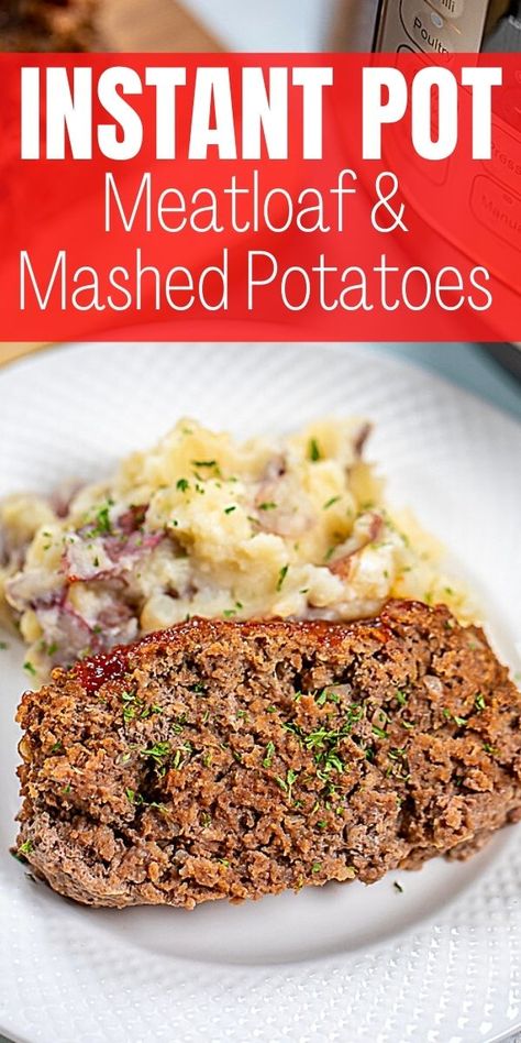 Instant Pot Meatloaf and Mashed Potatoes is a delicious all-in-one family meal. Pressure cooked together at once, the result is a classic, moist meatloaf and creamy, flavorful smashed red potatoes. This Instant Pot Meatloaf recipe delivers a comforting meal that is surprisingly easy to make and incredibly flavorful. The moist heat of the Instant Pot keeps this meatloaf extremely tender and juicy, and it cooks up in a fraction of the time it would take to prepare in the oven. Crockpot Tips, Meatloaf Mashed Potatoes, Meatloaf And Mashed Potatoes, Instant Pot Meatloaf, Moist Meatloaf, Instapot Meals, Ip Recipes, Cheap Meal, Moist Heat