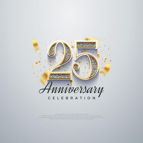 Premium Vector Background, 29th Anniversary, Bathroom Furniture Design, 25 Year Anniversary, Birthday Illustration, Confetti Birthday, Golden Birthday, Golden Anniversary, Birthday Party Celebration