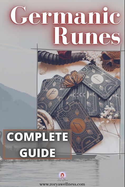 Old Viking ship on the background with image of Germanic runes over it and text overlay saying complete Guide to Germanic Runes Germanic Runes, Viking Rune Meanings, Rune Symbols And Meanings, Norse Magic, Rune Meanings, Elder Futhark Alphabet, Divination Magic, Runes Meaning, Rune Tattoo