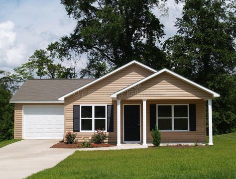 Small Residential Home. One story residential low income home with vinyl siding , #AD, #story, #residential, #Home, #Small, #Residential #ad Cheap Modular Homes, Tan House, Shutter Colors, Modular Homes For Sale, Sell My House Fast, House Design Exterior, Suburban House, Brown House, We Buy Houses