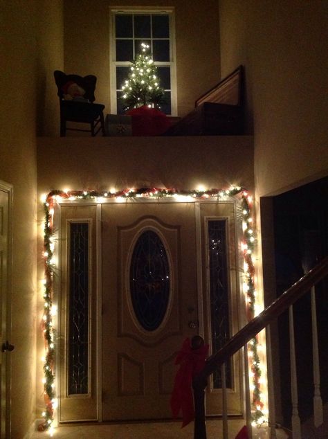 Front door with shelf above. Above Front Door Decor, Decorating Ledges, High Shelf Decorating, Plant Ledge Decorating, Ledge Decorating Ideas, Above Stairs Decor, Above Door Decor, Window Ledge Decor, Builder Upgrades