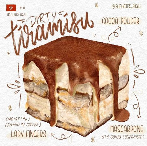 Tiramisu Drawing, Tiramisu Illustration, Catering Poster, Food Sketches, Tiramisu Cups, Sharpen Aesthetic, Noodle Art, Chocolate Tiramisu, Menu Illustration