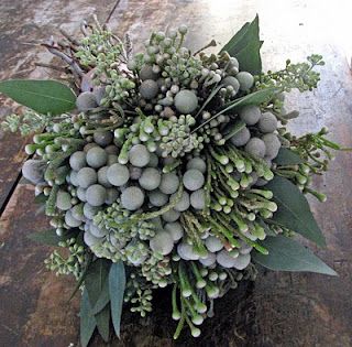 eucalyptus and brunia bouquet (steven bruce design) Seeded Eucalyptus Centerpiece, Green Flower Arrangements, Silver Brunia, Eucalyptus Centerpiece, The Garrison, Seeded Eucalyptus, Bouquet Arrangements, Bridal Flowers, Flower Ideas