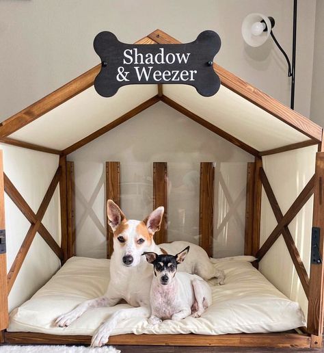 WLO Wood on Instagram: “Home sweet home from @wlo_wood 🤎🏡 . Credit: 📷 & 💬 by @shadow_and_weezer” Dog On Bed Aesthetic, White Wooden Dog Bed, Dogs On Bed Aesthetic, Rustic Bunk Beds Dog, Wooden Dog Bed Target, Indoor Dog House, Large Dog House, Outdoor Dog House, Puppy Room