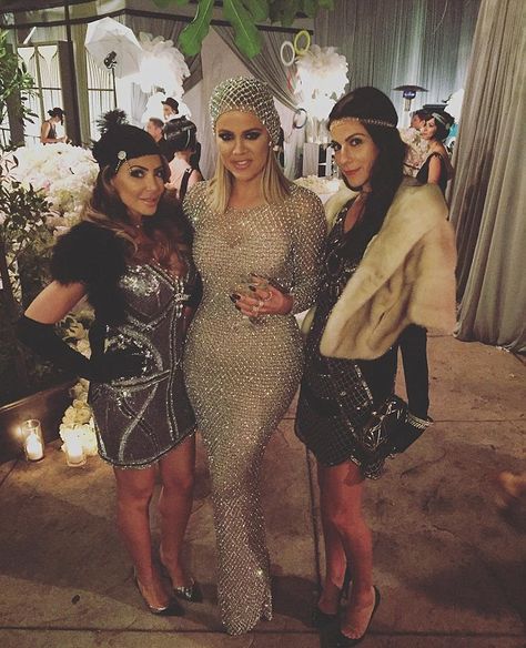 1 Khloe Kardashian, Kendall Jenner and Kylie Jenner's Kris Jenner Great Gatsby Birthday Party Yousef Al-Jasmi Dresses Kardashian Roaring 20s, Old Hollywood Glamour Dresses 1920s, Khloe Kardashian Dress, Roaring 20s Party Outfit, Gatsby Party Outfit, Gatsby Birthday Party, Roaring 20s Fashion, Great Gatsby Dresses, Roaring 20s Party