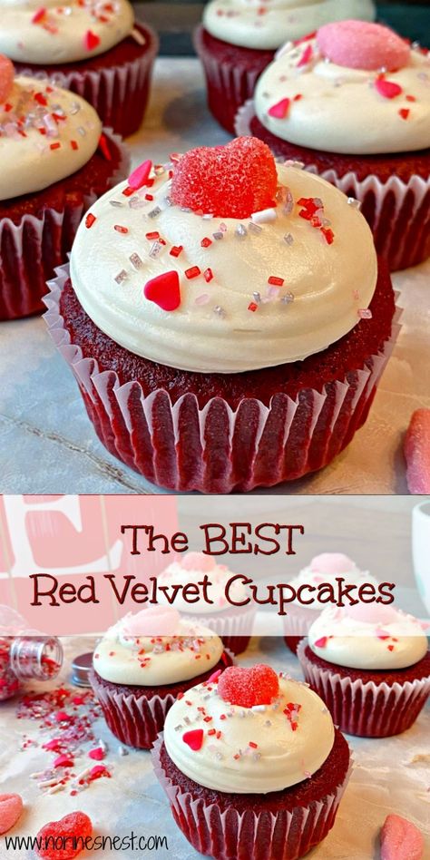 Easy Red Velvet Cupcakes, Wedding Baking, Perfect Cupcakes, Red Velvet Cupcakes Recipe, Eggless Cakes, Valentines Recipes Desserts, Vanilla Cream Cheese Frosting, Cupcakes With Cream Cheese Frosting, Duncan Hines