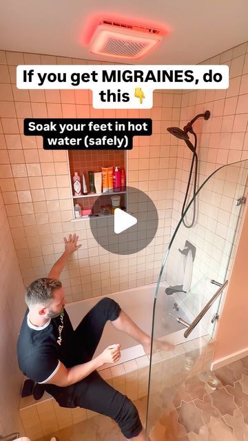 James Moore on Instagram: "MIGRAINE RELIEF in the BATH 🛁 

Try this simple technique out! Only use water temperature that feels comfortable to you. Soak for up to 15 minutes! FOLLOW TO RELAX!

Disclaimer: this is not medical advice! Always consult doctor first before attempting! 

#headache #selfcare #trending #viral" Bath For Headache Relief, How To Get Rid Of A Migraine Fast, Migraine Relief Instant Diy, Natural Migraine Relief, James Moore, How To Relieve Migraines, Soothing Bath, Teeth Health, Migraine Relief