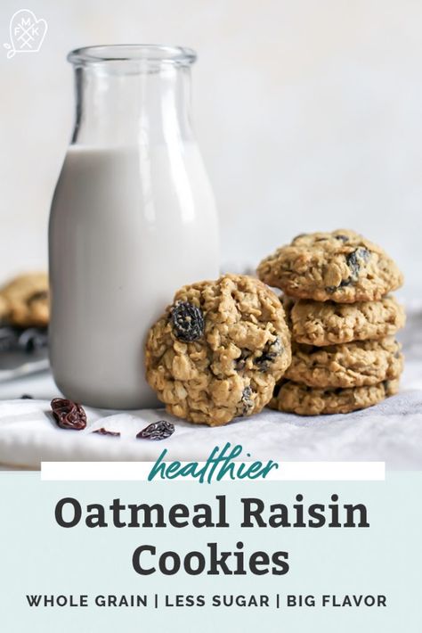 Healthy Oatmeal Raisin Cookies, Oatmeal Raisin Cookies Healthy, Cookie Recipes Oatmeal Raisin, Old Fashioned Oats, Cookies Gluten Free, Whole Grain Flour, Healthy Baking Recipes, Gluten Free Desserts Recipes, Oatmeal Raisin Cookies