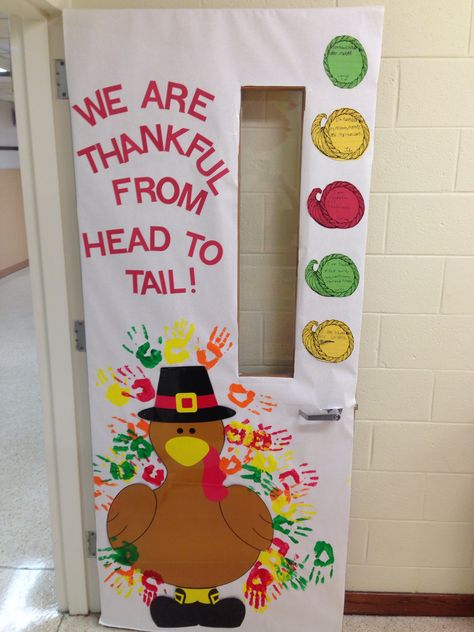 Thanksgiving Pre K Door, Thanksgiving Decorations For Door, Thanks Giving Door Decor, Thanksgiving Teacher Door Ideas, Thanksgiving Door Decorations Preschool, Thanksgiving Classroom Doors, Thanksgiving Door Classroom, Thanksgiving Class Door, Thanksgiving Door Decor