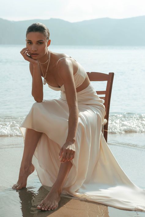 Discover new designs made for the modern bride. Beach Photoshoot Couple, Beach Fashion Photography, Beach Fashion Shoot, Beach Fashion Editorial, High Waist Maxi Skirt, Beach Editorial, Wedding Edit, 사진 촬영 포즈, High Waisted Maxi Skirt