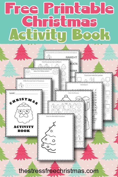 Get a free printable Christmas activity book. It's a fun winter activity for kids during the holiday season. It includes a Christmas word search, Christmas coloring page, and more Christmas activity pages. Christmas Activity Book Printable, Christmas Activities Printables Free, Christmas Coloring Books Free Printable, Christmas Activity Pages For Kids, Christmas Printables Free Kids Coloring, Christmas Activities For Kids Printable Free, Christmas Kids Activities Printable, Christmas Free Printables For Kids, Free Christmas Activities For Kids