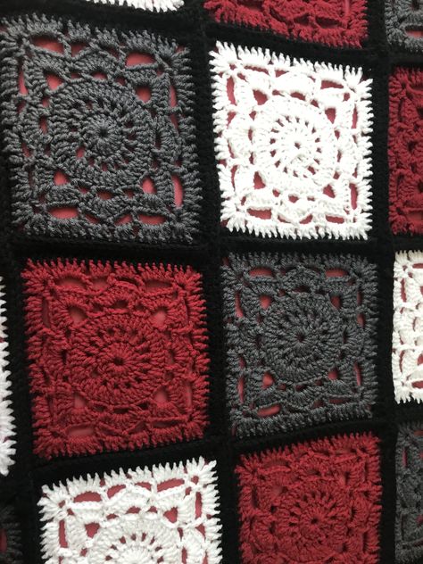 Gothic Crochet Granny Square, Crochet Horror Blanket, Alternative Granny Square, Goth Crochet Granny Square, Gothic Granny Square Crochet Pattern, Goth Tapestry Crochet, Gothic Crochet Blanket, Gothic Granny Square, Goth Crochet Blanket