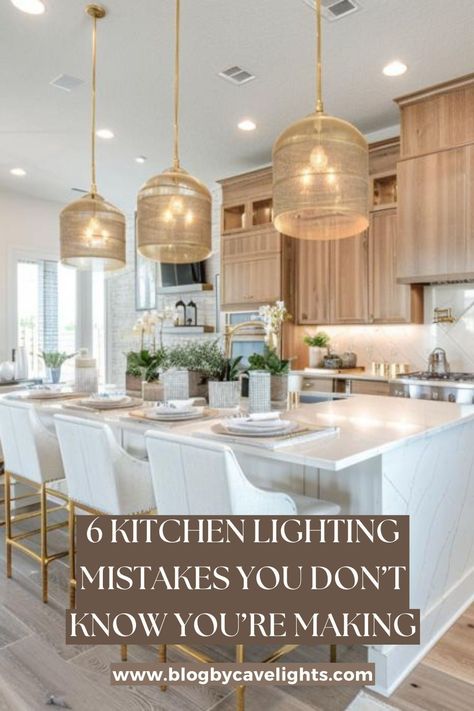 Illuminate your kitchen with our guide to avoiding lighting mistakes and implementing the best kitchen lighting fixtures. Click to elevate your kitchen design! 🌟 Kitchen 3 Pendant Lights, Modern Traditional Kitchen Lighting, Large Kitchen Pendants, Island Hanging Lights, New Home Lighting Ideas, How Many Pendant Lights Over Island, Large Island Pendant Lights, Kitchen Pendant Lights Over Island Ideas, Kitchen Peninsula Lighting