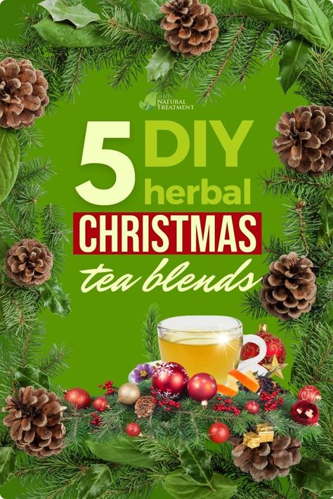 5 DIY Herbal Christmas Tea Blends Diy Herbal Tea Blends, Diy Herbal Tea, Tea Advent Calendar, Tea Blends Recipes, Herbal Tea Garden, Lavender Herb, Herbal Tea Blends, Diy Holiday Gifts, Herbal Magic