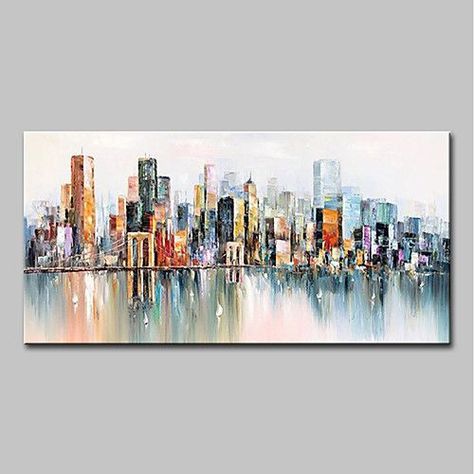 Easy Canvas Painting Techniques for Beginners at $90 Fall Canvas Painting, Painting Canvas Wall, Oil Painting Canvas, Soyut Sanat Tabloları, City Painting, Easy Canvas Painting, Cow Painting, Acrylic Painting For Beginners, Skyline Art