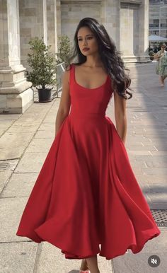 Red Sun Dress, Elegant Outfit Classy, Classy Prom Dresses, Fashion Top Outfits, Fancy Dress Design, Grad Dresses, Classy Casual Outfits, Suspender Dress, Fashion Attire