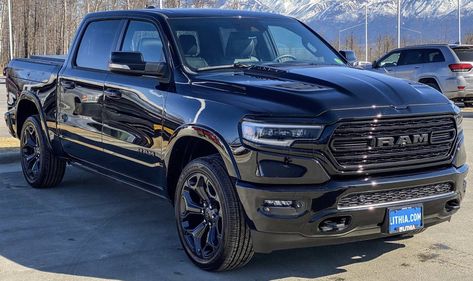 🐏Ram 1500 Limited Hemi eTorque Night Edition🐏 2023 Ram 1500, Blacked Out Ram 1500, 2023 Ram Truck, Ram Trucks 1500 Black, 2023 Ram 2500, All Black Ram Truck, Dodge Ram 1500 Hemi, Ram 1500 Limited Night Edition, Ram Cars