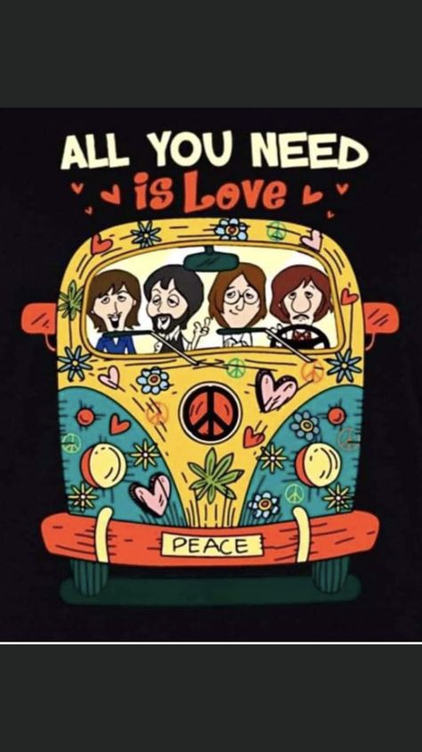 Beatles Crafts, Paz Hippie, Peace Sign Art Hippie, Arte Hippy, Mundo Hippie, Retro Bus, Hippie Quotes, Peace Sign Art, Vw Art