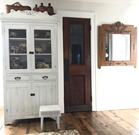 Antique Door on our Stairway Landing Linen Closet - The House on Winchester Swinging Pantry Door, Stairway Landing, Hallway Door, Dormer Windows, Vintage Laundry, Trim Work, Romantic Country, Shabby Style, Antique Doors