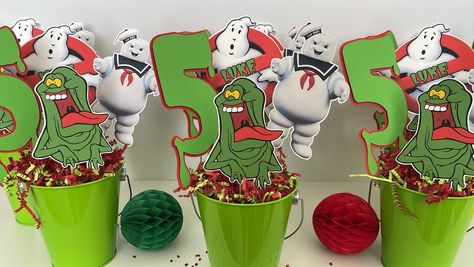 Ghostbusters Centerpiece Ideas, Ghostbusters Party Food, Ghostbusters Birthday Party, Ghostbusters Theme, Ghostbusters Birthday, Ghostbusters Party, Ghost Busters, 5th Birthday Party, Decor Birthday