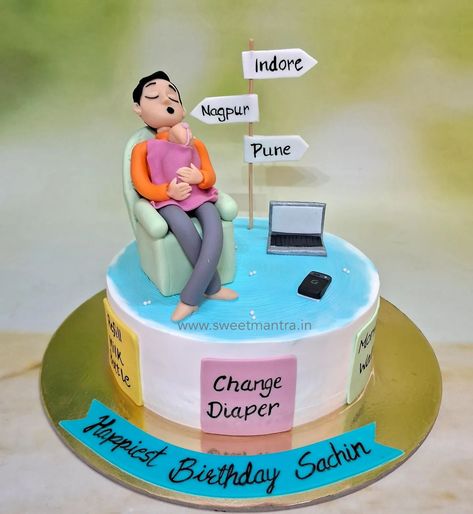 Customised semi fondant cake for New Dad's birthday in Pune . . . #newdadcake #newdad #dadanddaughtercake #officeandfamily #semifondantcake #cakeforhusband #cakefornewdad #inpune #bestcakesinpune 🚗 Delivery in Pune, PCMC ☎️ Contact 7058714701 🎂 Customised Designer cakes since 2013! [newdadcakepune, dadandbabycakepune, customcakeforhusband, themecakespune, customcakespune, designercakespune, luxurycakespune, customizedcakespune, punehomebaker, homemadecakespune, fondantcakespune, ... Royal Enfield Cake Ideas, Car Wala Cake, Cake For Husband, Designer Cakes, Dad's Birthday, New Dads, Fondant Cake, Dad Birthday, Pune