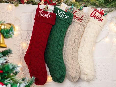 Embroidered Christmas Stocking, Monogram Christmas Stocking, Stockings With Names, Matching Stockings, Knit Stocking, Family Christmas Stockings, Monogram Stockings, Pet Stockings, Custom Stocking