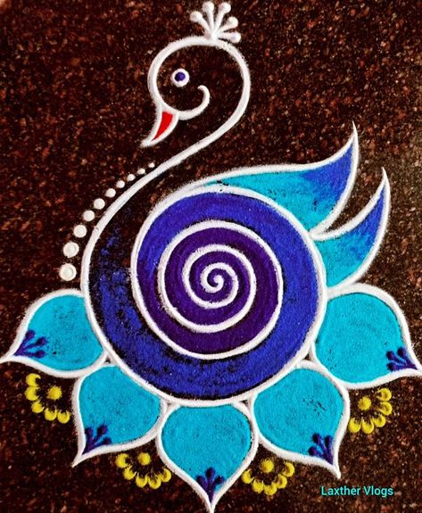 Easy Rangoli Ideas Simple, Simple Flower Rangoli, Peacock Drawing, Very Easy Rangoli Designs, Peacock Rangoli, Rangoli Designs Photos, Rangoli Designs Simple Diwali, Rangoli Simple, Easy Rangoli Designs Diwali