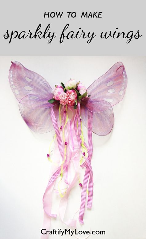 free tutorial on how to make sparkly fairy wings out of wire, pantyhose, acrylic paint and glitter Diy Fairy Wings, Diy Wings, Fairy Birthday Party, Fairy Clothes, Fairy Crafts, Diy Fairy, Fairy Birthday, Fairy Wings, Fairy Parties