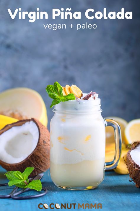 Looking for the refreshing taste of pina Coladas but without the alcohol? My Virgin Pina Colada recipe is the perfect solution! Blended with fresh pineapple and coconut milk, and is sweetened with coconut sugar. This recipe is dairy-free and paleo-friendly! Virgin Pina Colada Recipe, Dairy Free Pina Colada, Pineapple And Coconut Milk, Virgin Piña Colada, Piña Colada Recipe, Aip Drinks, Pina Colada Mocktail, Virgin Pina Colada, Blender Drinks