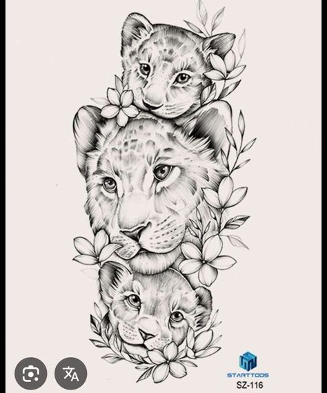 Lioness And Cub Tattoo, Lioness Tattoo Design, Lion Art Tattoo, Mum Tattoo, Cubs Tattoo, Lioness Tattoo, Mom Tattoo Designs, Mommy Tattoos, Tattoo Outline Drawing