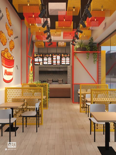 RESTAURANT DESIGN FAST FOOD :: Behance Restaurant Floor Plan Layout, Fast Food Restaurant Design, Restaurant Seating Design, Wings Restaurant, Local Fast Food, Interior Design Competition, Small Restaurant Design, Restaurant Design Inspiration, Renovation Architecture