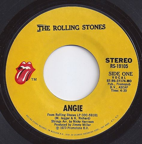 Angie / Rolling Stones / #1 on Billboard 1973 The Ronettes Album Cover, Rolling Stones Songs, Rolling Stones Vinyl, The Beatles Vinyl Records, Old Records, 45 Records, Classic Rock Vinyl Records, Song Words, Country Music Videos